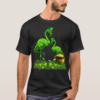 Cute Flamingo St Patricks Day Shamrock Funny Flami T-Shirt