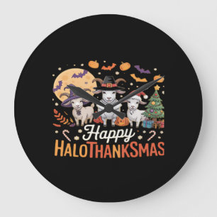 Cute Flamingo Thanksgiving I'm Not a Turkey! Funny Large Clock