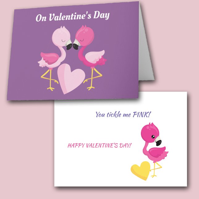 Cute Flamingo Tickle Me Pink Valentine Card (Creator Uploaded)