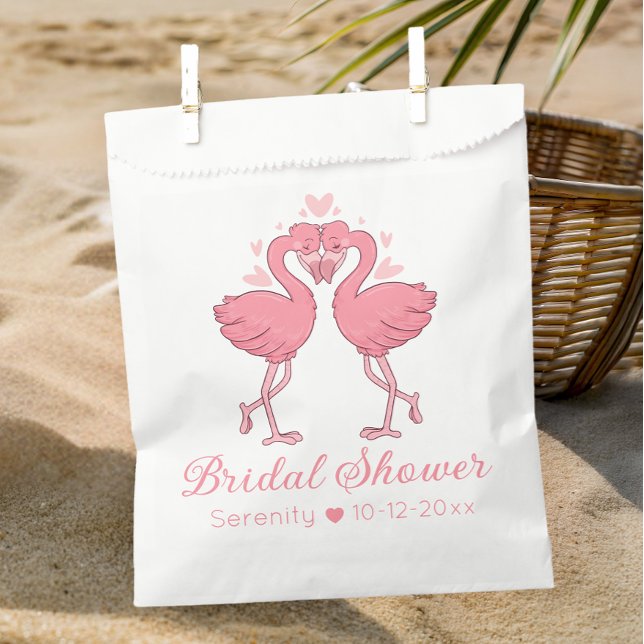 Cute Flamingo Tropical Pink Hawaiian Bridal Shower Favour Bag (Creator Uploaded)
