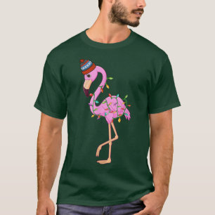 Cute Flamingo Xmas Lights Funny Christmas Costumes T-Shirt