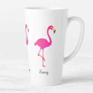 Cute flamingos and calligraphy latte mug