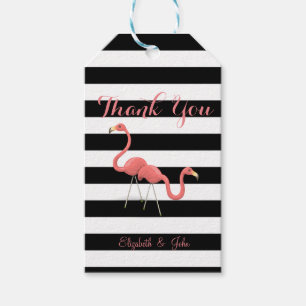 Cute  Flamingos ,Black White Stripes,Personalised Gift Tags