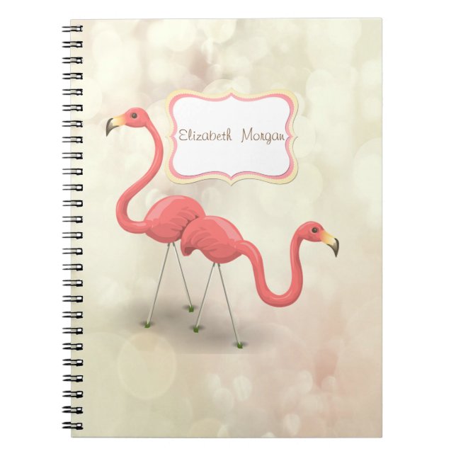 Cute Flamingos, Bokeh- Personalised Notebook (Front)