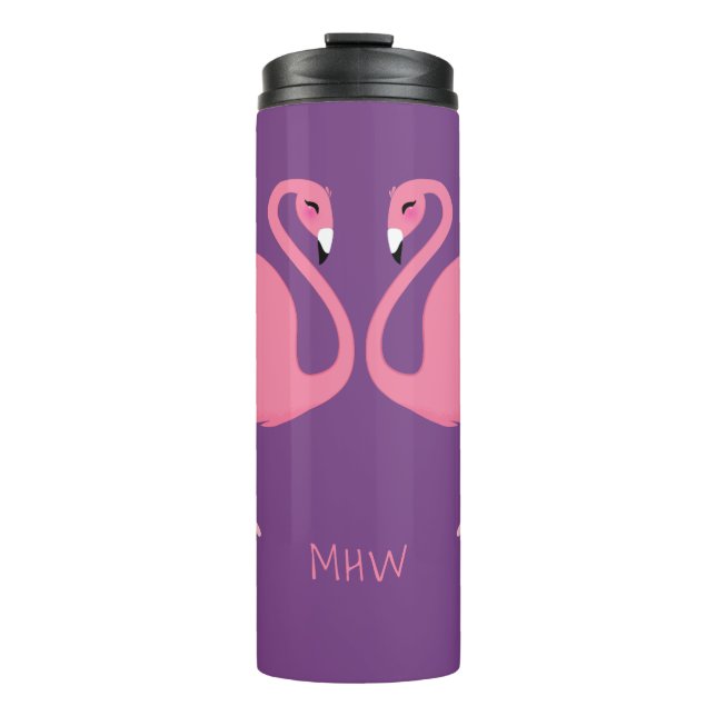 Cute Flamingos custom monogram tumbler (Front)