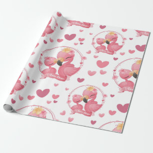 Cute Flamingos I Love Mum Wrapping Paper