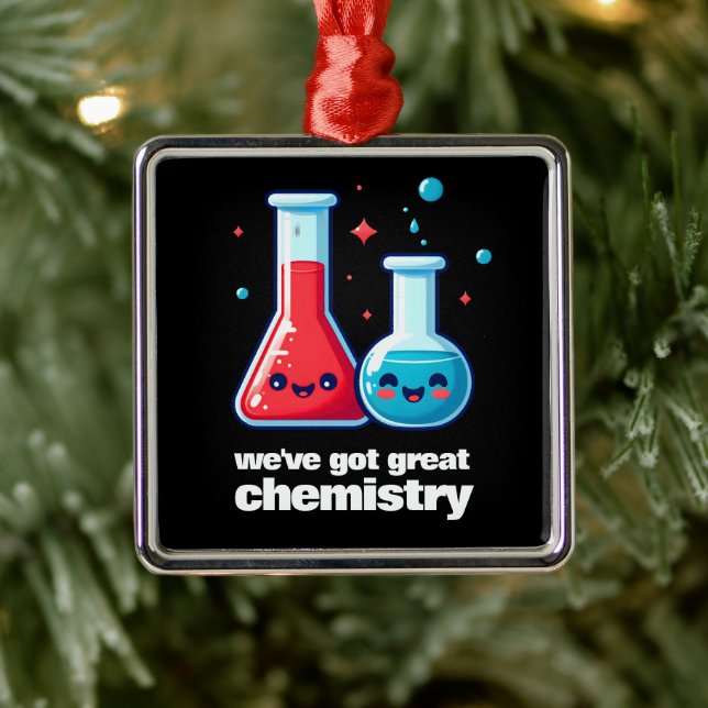 Cute Flask & Tube We've Got Great Chemistry Metal Ornament (Tree)