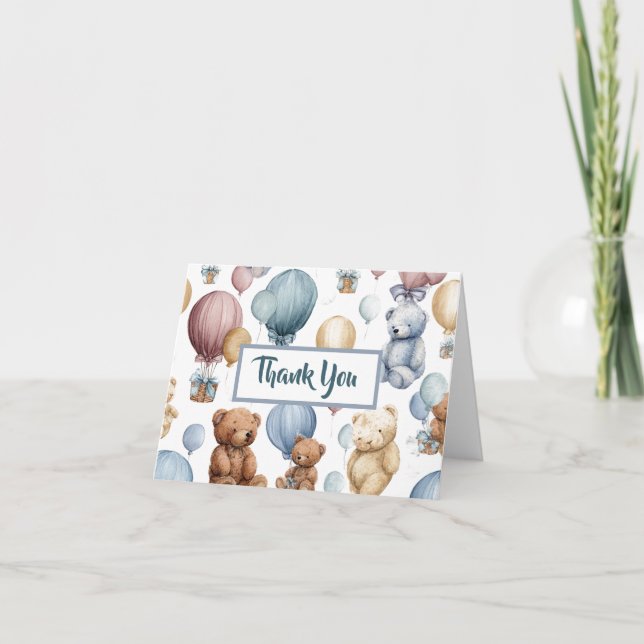 Cute Flat Baby Boy Thank You Card – Pastel Style (Front)