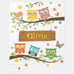 Cute Fleece Blanket with owl design