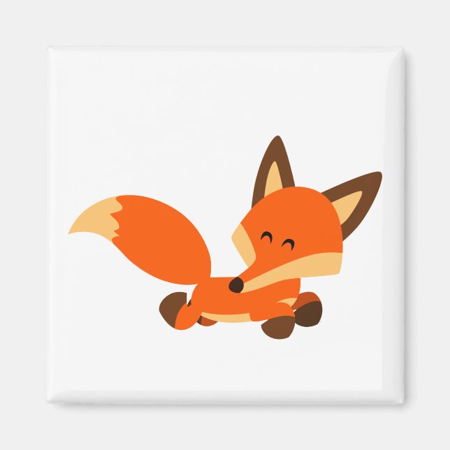 Cute Fleet Cartoon Fox Magnet (Front)