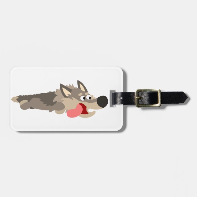 Cute Fleet Cartoon Wolf Luggage Tag (Front Horizontal)