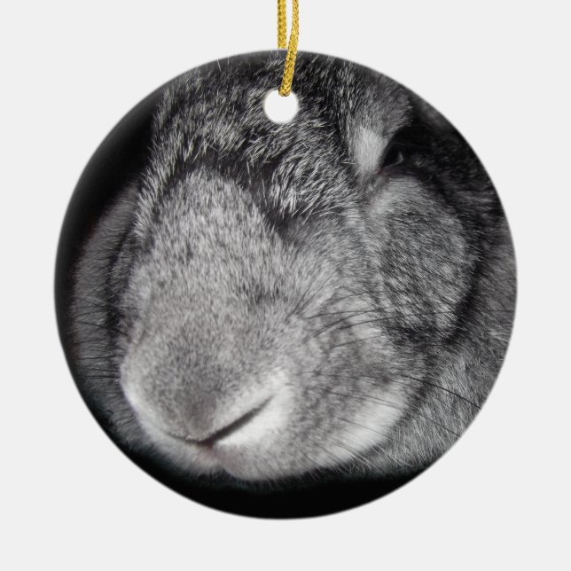 Cute Flemish Giant Nose Close-Up Ceramic Ornament (Front)