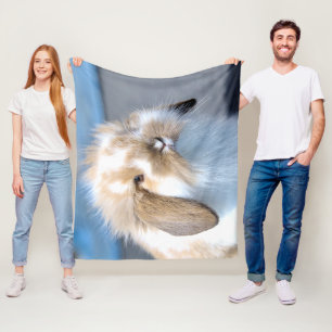 Cute Flemish white and brown rabbit    Fleece Blanket