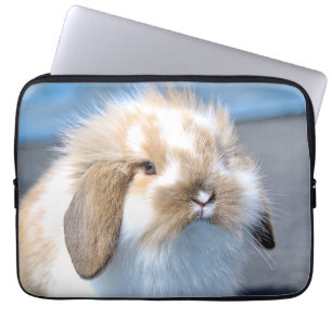 Cute Flemish white and brown rabbit Laptop Sleeve