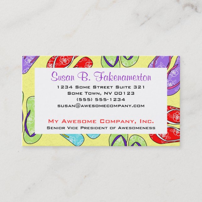 Cute Flip Flop Beach Theme Business Card (Front)