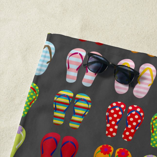 Cute flip flop sandals beach shoes beach style beach towel (In Situ)