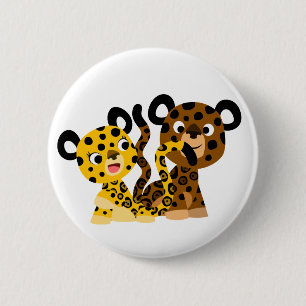 Cute Flirtatious Cartoon Jaguars Button Badge