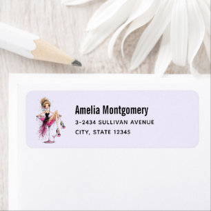 Cute Flirty Girl in a Martini Glass - Address Return Address Label