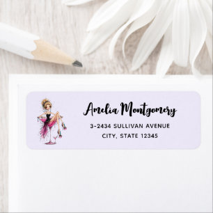 Cute Flirty Girl in a Martini Glass Address Return Address Label