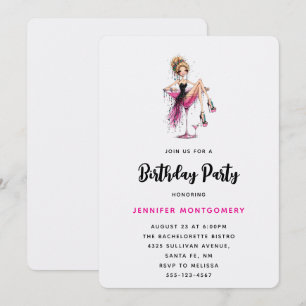 Cute Flirty Girl in a Martini Glass Birthday Party Invitation