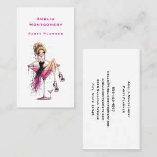 Cute Flirty Girl in a Martini Glass Business Card
