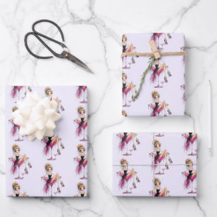Cute Flirty Girl in a Martini Glass Pattern Wrapping Paper Sheet
