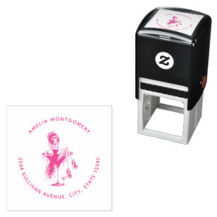 Cute Flirty Lady in a Martini Glass Address Self-inking Stamp