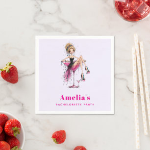 Cute Flirty Lady in a Martini Glass Bachelorette Napkin