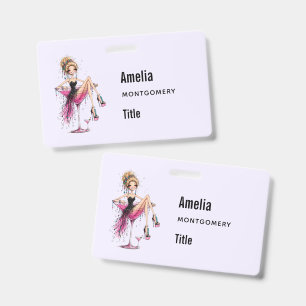 Cute Flirty Lady in a Martini Glass ID Badge