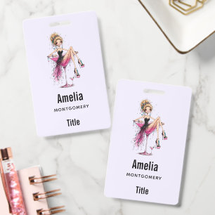Cute Flirty Lady in a Martini Glass Party ID Badge