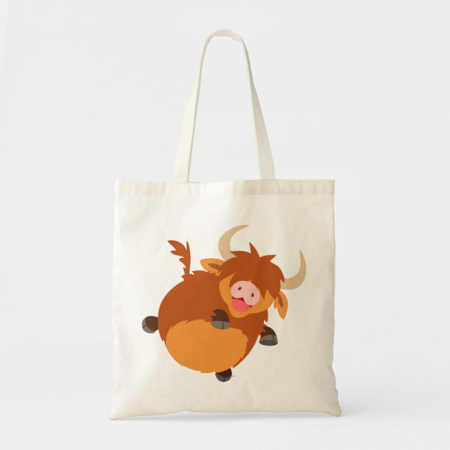 Cute Floating Cartoon Highland Cow Bag (Front)