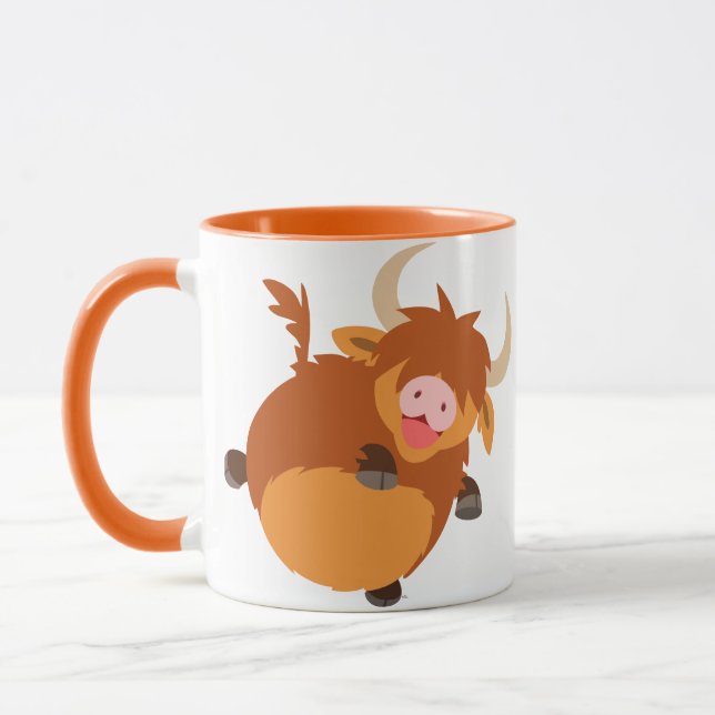 Cute Floating Cartoon Highland Cow Mug (Left)