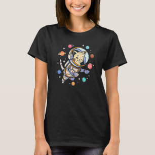 Cute Floating Cat in Space - Funny Space Cat Graph T-Shirt