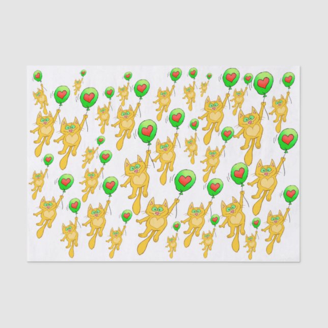 Cute floating cats, on a tissue paper. paper (Front)