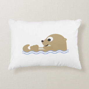Cute Floating Otter Decorative Cushion