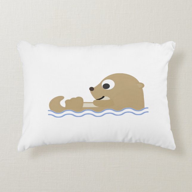 Cute Floating Otter Decorative Cushion (Front)