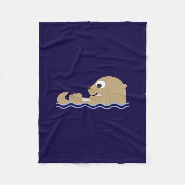 Cute Floating Otter Fleece Blanket (Front)