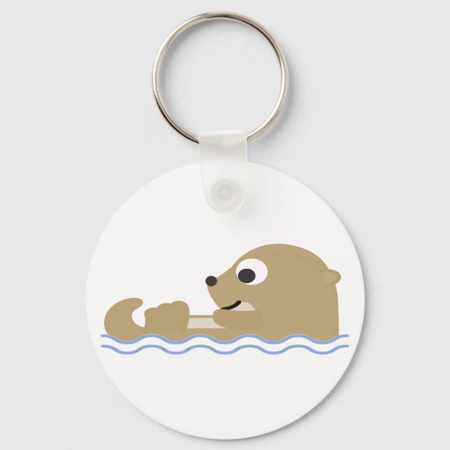 Cute Floating Otter Key Ring (Front)