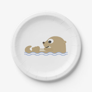 Cute Floating Otter Paper Plate