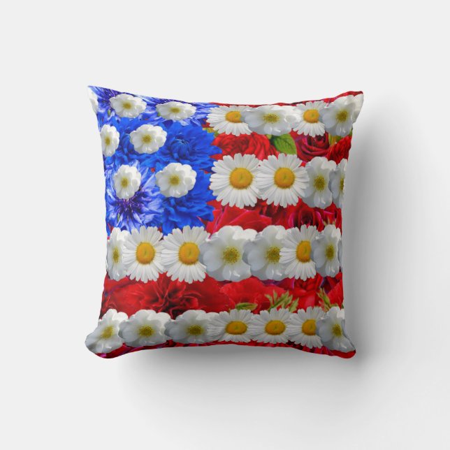 cute floral american flag cushion (Front)