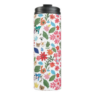 Cute Floral & Animal Character Seamless Pattern - Thermal Tumbler