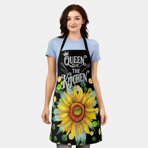 Cute Floral Apron, Queen Of Kitchen Women Gift Apron