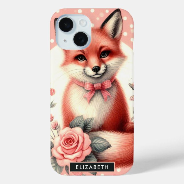 Cute Floral Baby Fox Case-Mate iPhone Case (Back)
