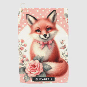 Cute Floral Baby Fox Golf Towel