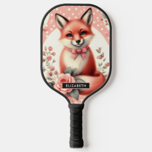 Cute Floral Baby Fox Pickleball Paddle