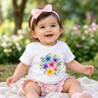Cute Floral Baby T-Shirt Design | Colourful Flower