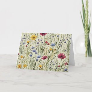 Cute Floral Blank Greeting Thank you cards