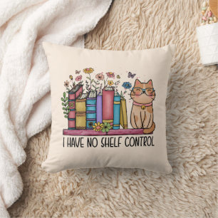 Cute Floral Books and Cat Cushion