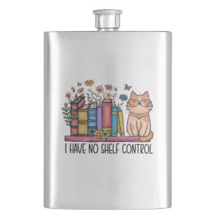 Cute Floral Books and Cat Hip Flask