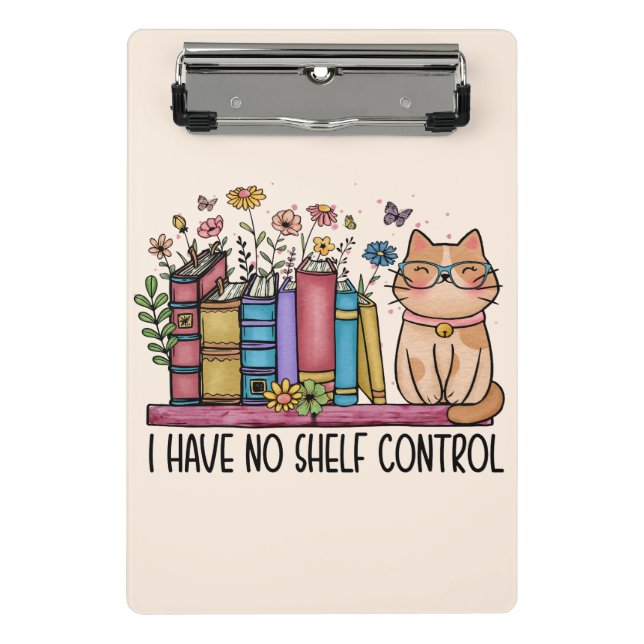 Cute Floral Books and Cat Mini Clipboard (Front)